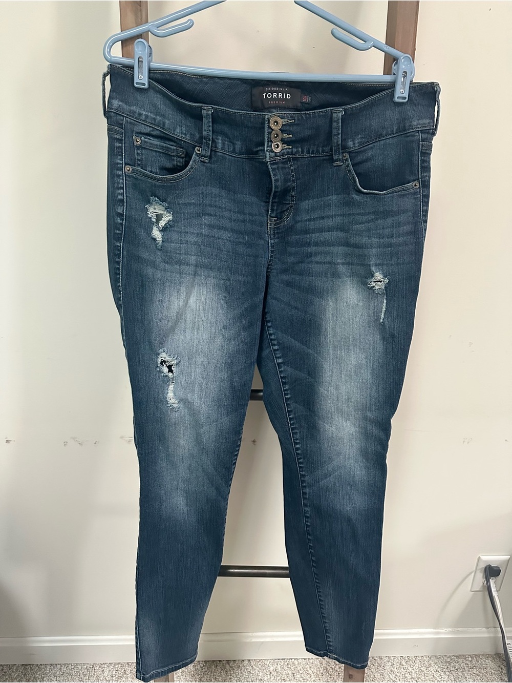 torrid Dark Blue Distressed Skinny Jeans